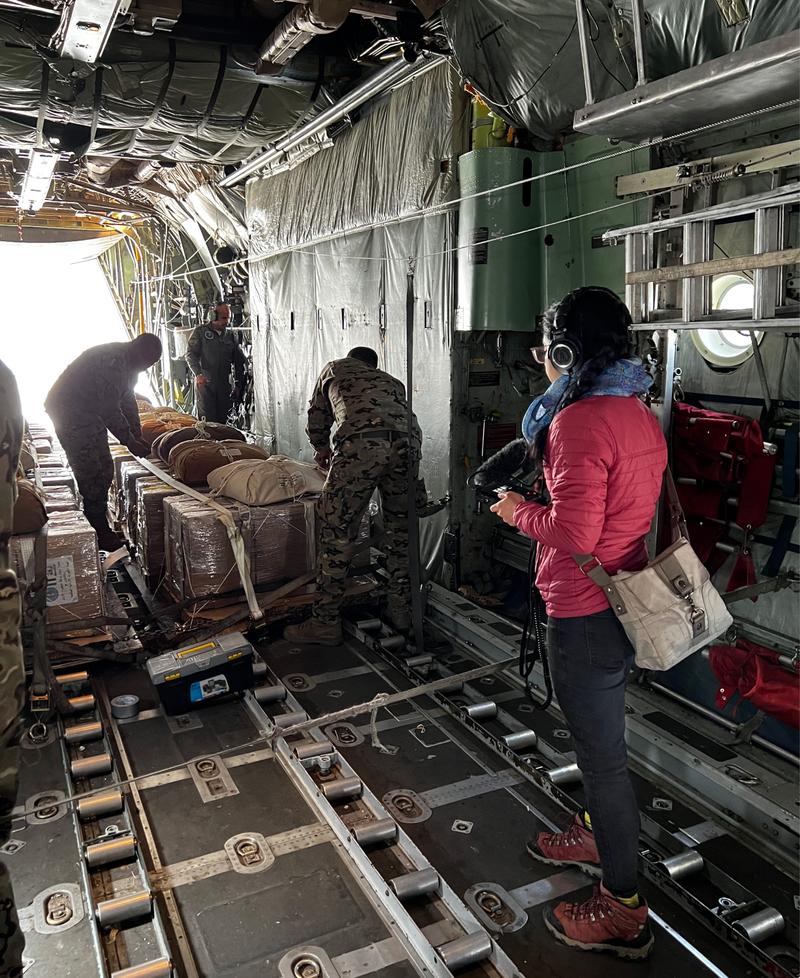 Shirin Jafaari reports from the back of a cargo plane